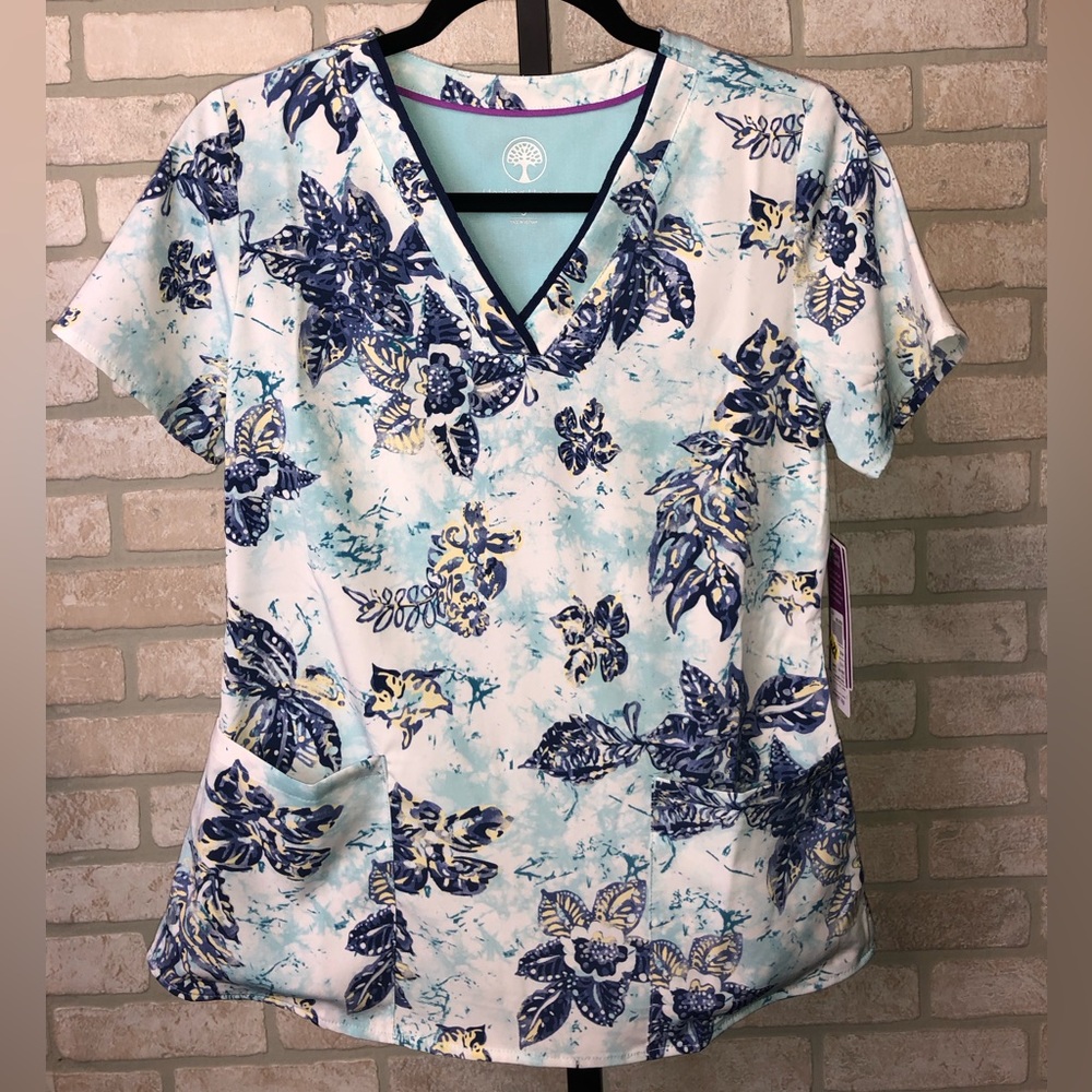 Healing Hands Floral V-Neck Women’s Top Medium